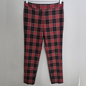 Tommy Hilfiger Plaid Ankle Pants Women's Size 8 Red Black Tapered 32 x 28
